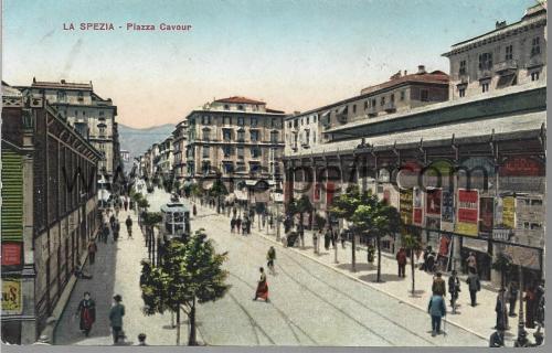 İtalya La Spezia Piazza Cavour Renkli Kartpostal