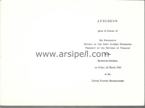 1968 Birleşmiş Milletler Paraguay Başkanı Alfredo Stroessner adına ver