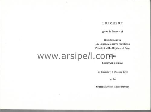 1973 Birleşmiş Milletler Zaire Cumhurbaşkanı adına verilen yemek davet