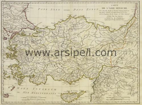 Carte de l'Asie Mineure / Türkiye Haritası Gravür 1805