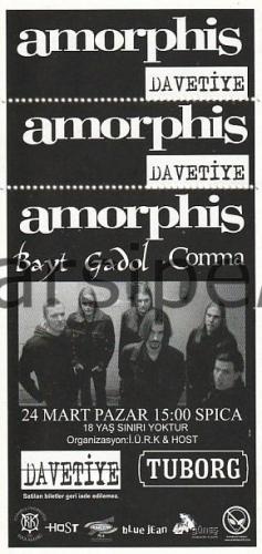 Amorphis 24 Mart 2002 Davetiye Bileti Progresif Metal