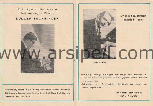 1971 İzmir Türk Amerikan Derneği Programı Rudolf Buchbinder Resitali