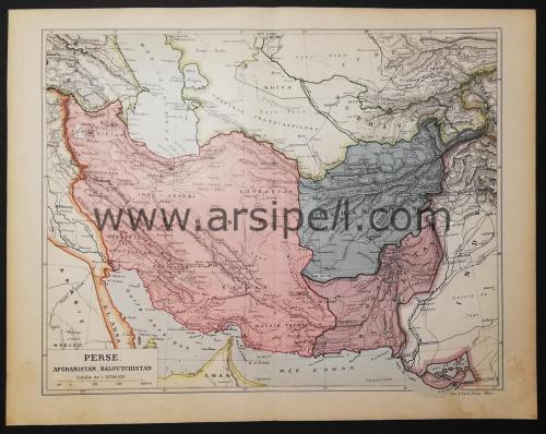 Perse Afghanistan Baloutchistan / İran Afganistan Asya Haritası