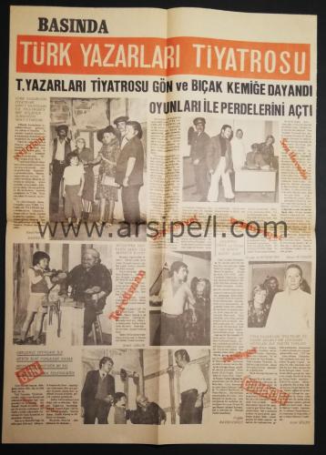 1974 Bıçak Kemiğe Dayandı (basında)- Türk Yazarları Tiyatrosu Afiş