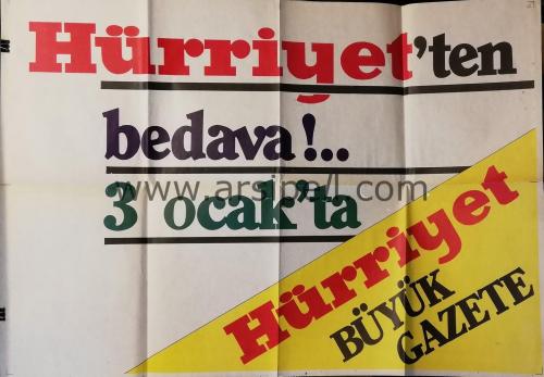 1980ler Hürriyet Gazetesi Reklam Yan Afişi