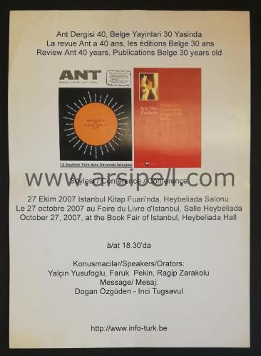 2007 Ant Dergisi ve Belge Yayınları Söyleşisi İstanbul Kitap Fuarı Afi