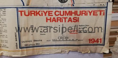 1941 Renkli Türkiye Haritası / Muallim Fuat Gücüyener