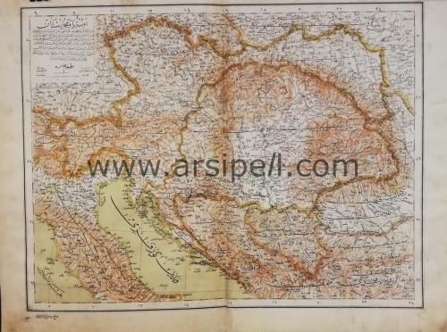 Osmanlıca Balkan Avrupa Avusturya Macaristan Fiziki Harita 1894