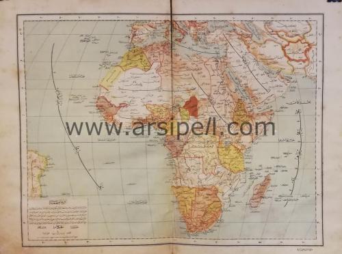 Osmanlıca Afrika Kıtası Renkli Harita