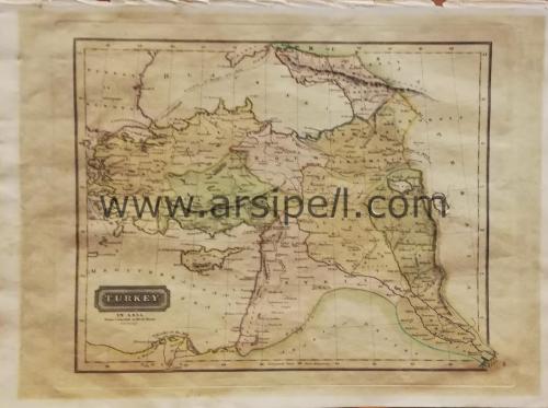 1825 Türkiye Anadolu Haritası Renkli / Turkey in Asia Gravür
