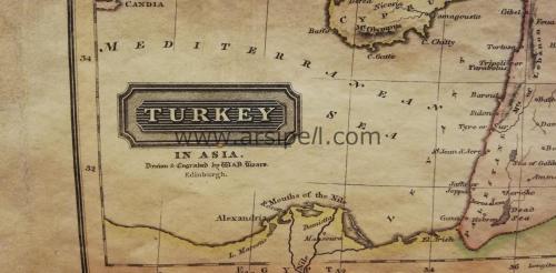 1825 Türkiye Anadolu Haritası Renkli / Turkey in Asia Gravür