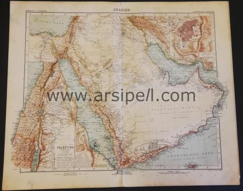 Ortadoğu Kızıldeniz Saudi Arabia Renkli Harita / Arabien Map