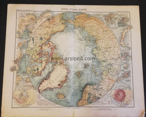 Kuzey Kutbu Renkli Harita / Nord Polar Karte