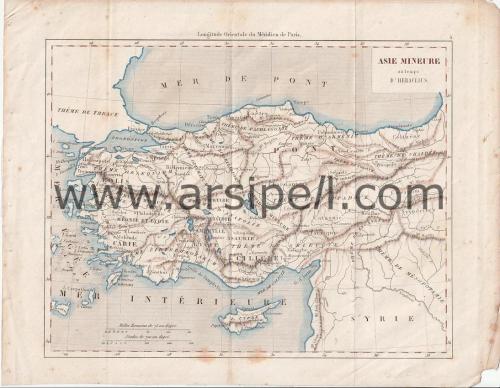 1835 Asia Mineure Türkiye Harita / Çelik Baskı / Renkli