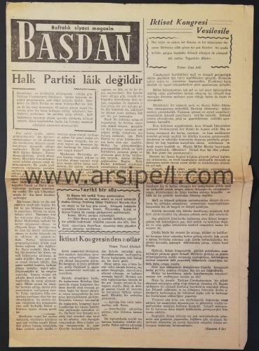 BAŞDAN HAFTALIK SİYASİ MAGAZİN - 7 Aralık 1948 / Yıl 1 Sayı 18