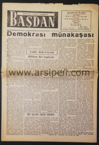 BAŞDAN HAFTALIK SİYASİ MAGAZİN - 16 Kasım 1948 / Yıl 1 Sayı 15